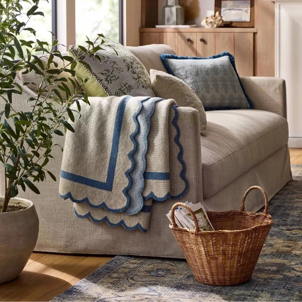 Scalloped Edge Throw BLUE Blanket - Threshold designed with Studio McGee